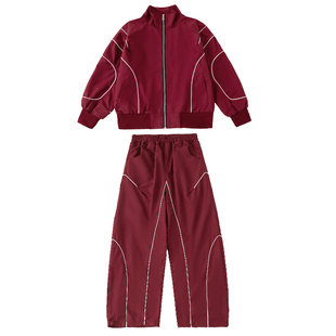 街舞儿童潮服嘻哈男童黑红演出服套装hiphop女童酷帅元旦表演服装