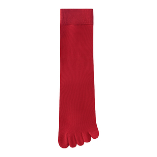 猫人本命年五指袜子女款秋冬季男士大红色中筒袜抗菌防臭分趾棉袜