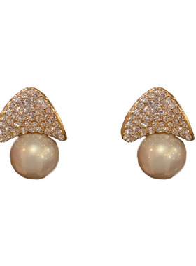 满钻几何珍珠耳环女气质轻奢