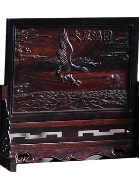 印度小叶紫檀木雕大鹏展翅台屏