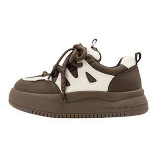 奥康面包鞋春季新款美拉德丑萌圆头休闲鞋松糕厚底板鞋女款