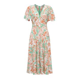 DVF度假荷叶袖茶歇裙连衣裙DS2S040