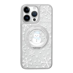 雪花蓝帽雪人适用iPhone17Promax手机壳新款苹果16Pro磁吸带支架保护套Qo1支点ip15高级闪粉奢华13pm全包14