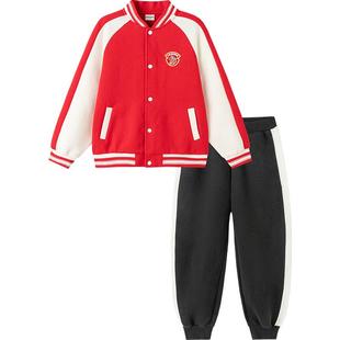 巴拉巴拉童装儿童套装男童宝宝拜年服2026春秋装两件套新年红色