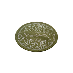 谈得来茶事刺绣瑞鹤图扎染帆布圆茶席复古布艺茶垫中式餐桌垫新品