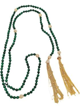 AB绿松石项链夸张任意搭配流苏