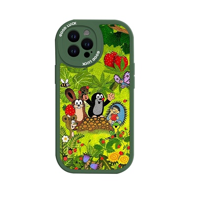适用苹果17草莓鼹鼠手机壳iPhone16promax带挂绳15小羊皮12绿色13mini超好看14可爱x新款xr女xs保护套8/7外壳
