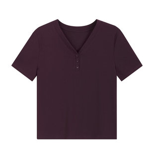 白色短袖T恤女款爆款2026夏季新款V领洋气上衣宽松遮肚子显瘦半袖