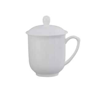 公司专用会议茶杯印字办公室喝水杯纯白骨瓷杯带盖陶瓷杯定制logo