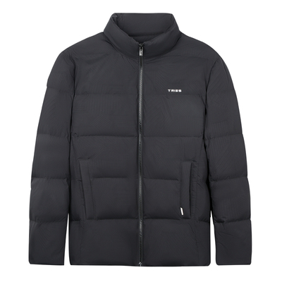 才子男装立领羽绒服男2025冬季新款鸭绒保暖休闲黑色压花短款外套