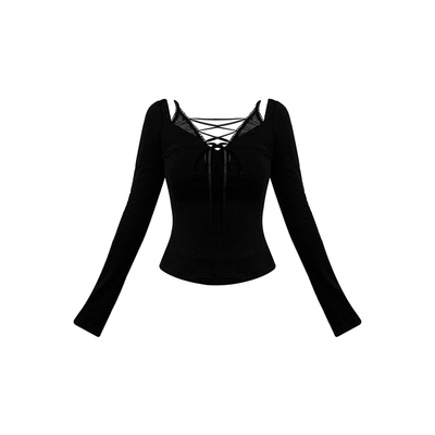 VOCK 暗黑沦陷 秋冬设计感假两件加绒修身收腰辣妹内搭打底衫上衣