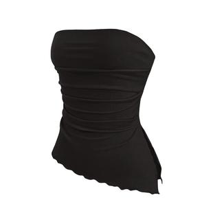 y2k甜辣外穿法式抹胸辣妹上衣高级感女士背心开叉裹胸无肩带内衣