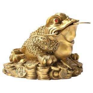 黄铜金蟾摆件招财三足蟾蜍三脚铜金蝉店铺客厅办公室桌面开业礼品