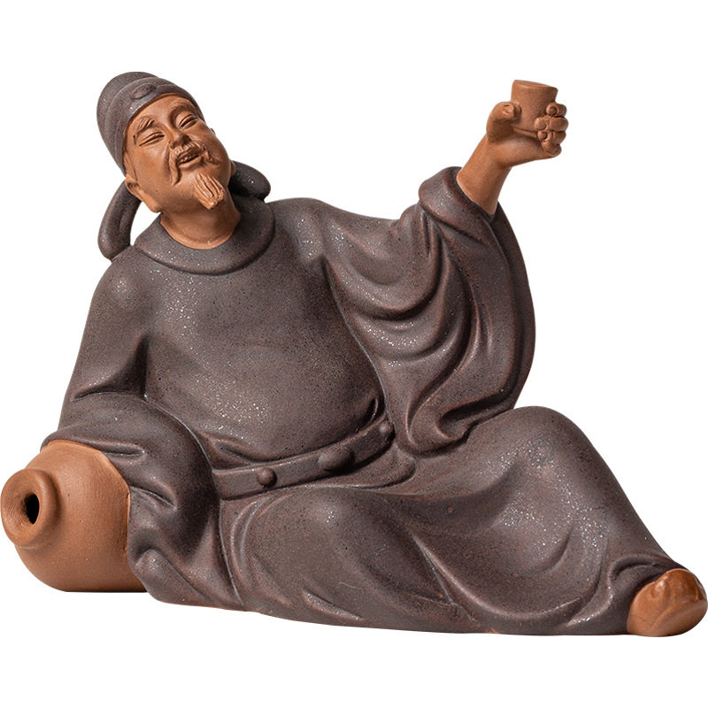 中式家居禅意李白醉酒紫砂摆件