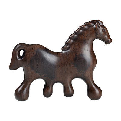 2026新款益发马年新款小马黑檀按摩梳头部经络按摩梳檀木按摩梳子