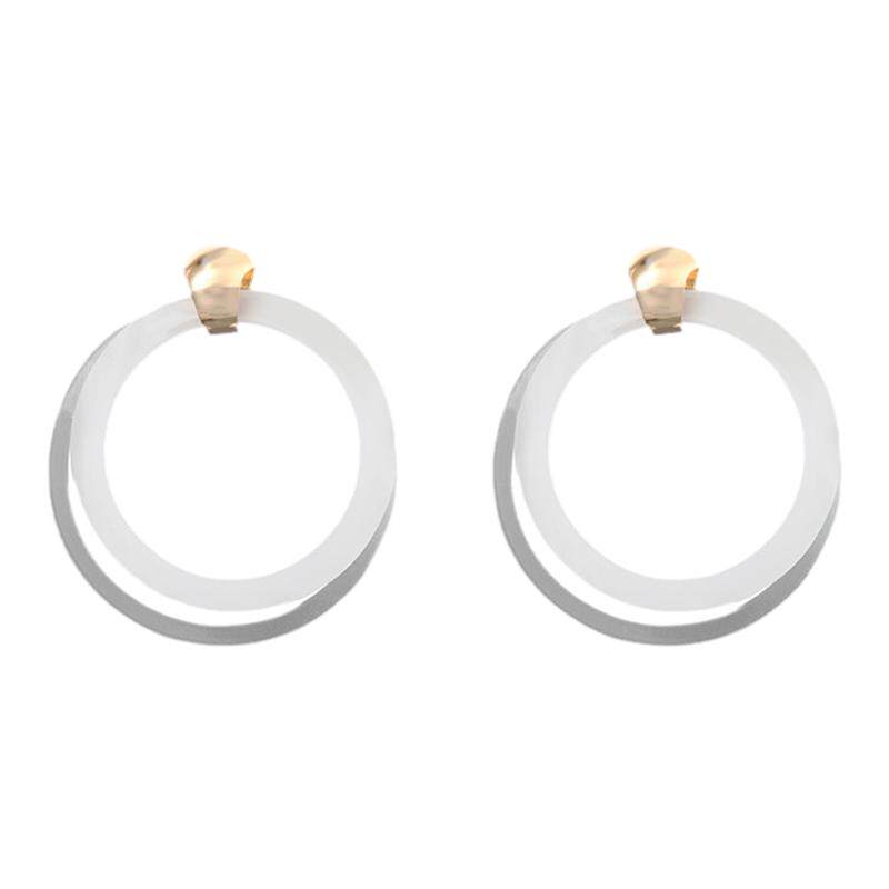 古力娜扎同款耳环2022新款潮白色耳饰银针气质百搭大气耳钉耳圈