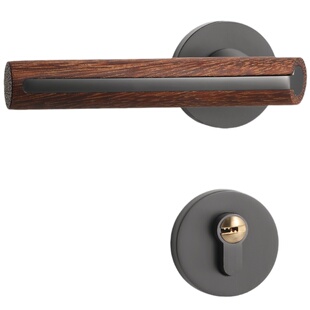 复古卧室门锁室内木门家用胡桃木门把手中古风房间磁吸静音房门锁