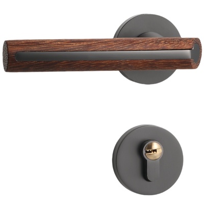 实木门把手胡桃木复古风卧室门锁