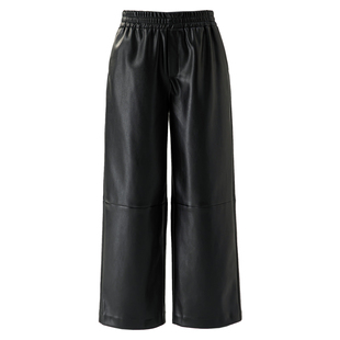 超软黑色皮裤阔腿裤女小个子哑光PU休闲裤秋冬2025新款垂感直筒裤