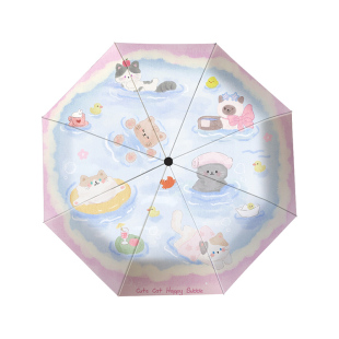 猫咪雨伞女晴雨两用可爱便携遮阳伞防晒黑胶高颜值自动折叠太阳伞