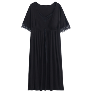 芬腾可安纯欲蕾丝花边睡裙女士莫代尔带胸垫可外穿夏季孕妇连衣裙