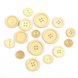 【纽扣】圆形木扣子 圆形实木扣子 原木色可爱百搭纽扣 服装辅料