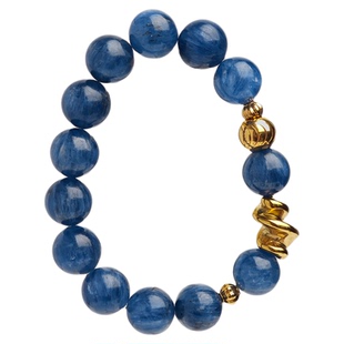 矣太【望旌】蓝晶石18K镀金手链珠宝级老矿天然大颗高冰透体手串