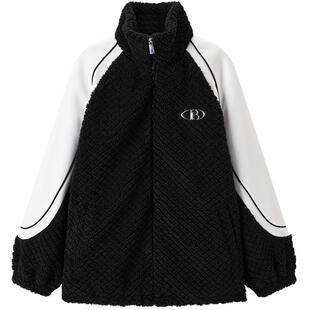 太平鸟女装年春季撞色仿羊羔毛外套A3BBE1113