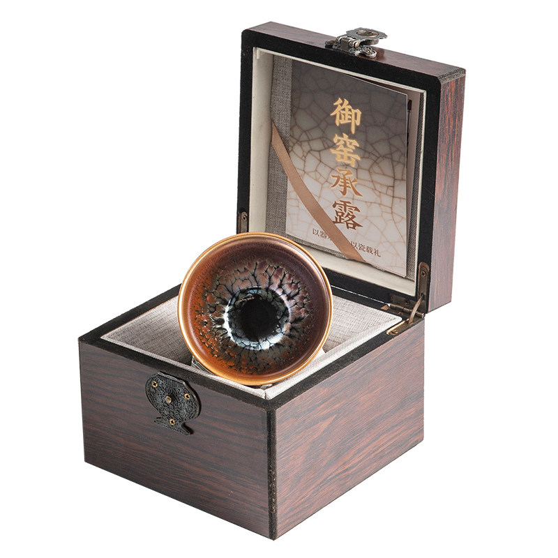 彩金油滴釉建盏茶杯轻奢复古个人专用陶瓷主人杯功夫茶具品茗杯