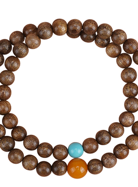 合慕金丝楠木石英岩玉多圈手链