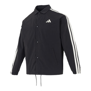阿迪达斯梭织外套男款2026春季新款运动服跑步训练加绒夹克KR2499