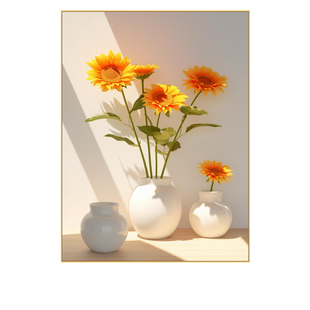 竖版电箱装饰画遮挡电表箱挂画向阳花瓶铝合金框液压上翻轻奢新款