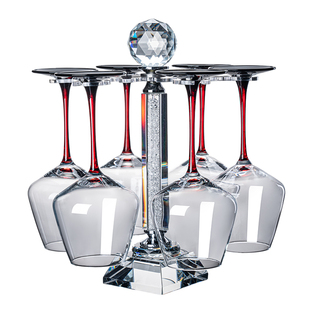 高档红领结红酒杯套装家用轻奢高颜值勃艮第水晶高脚杯旋转醒酒器