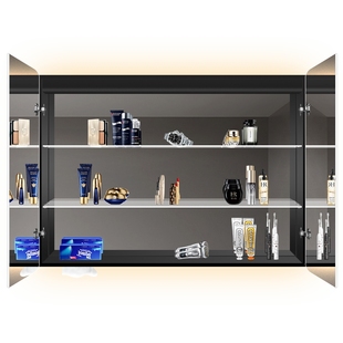 太空铝洗手间卫浴镜柜单独带灯智能浴室镜柜挂墙收纳洗脸镜子壁挂