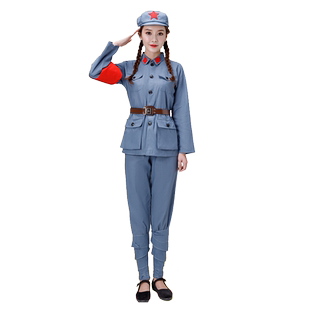 新款小红军演出服儿童军装长征表演服装新四军成人套装八路军衣服