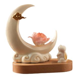 东方泥土《月来越好》陶瓷月亮工艺品摆件中式好寓意客厅桌面装饰