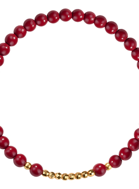 刘宇宁同款朱砂黄金饰品女款手链