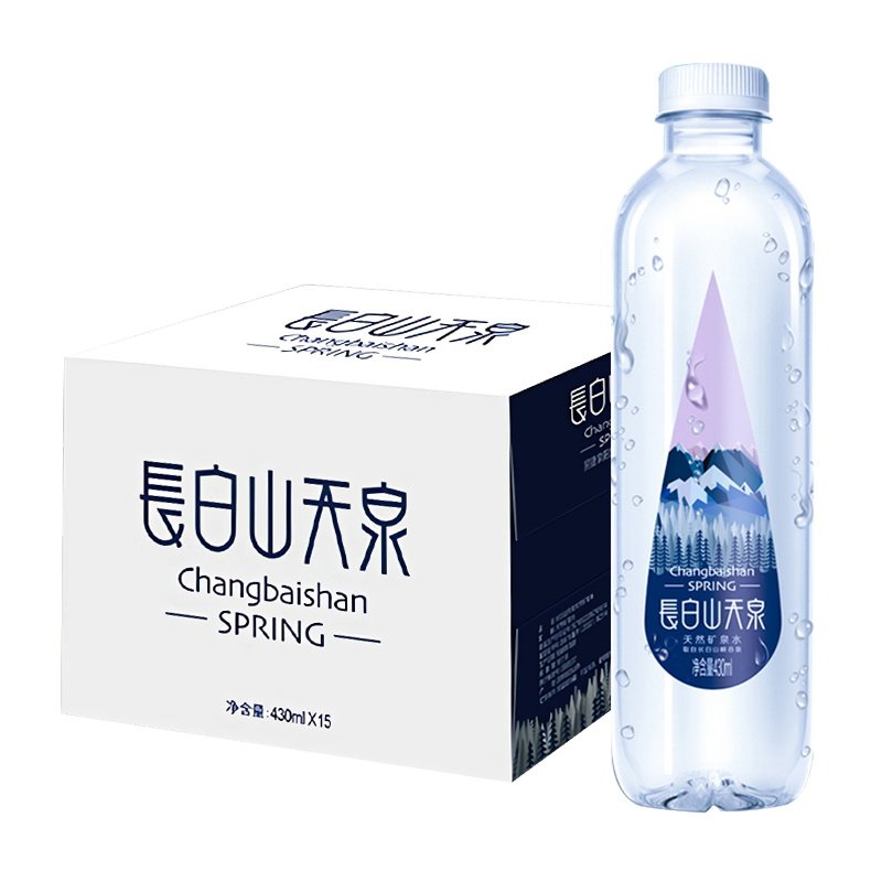 长白山天泉矿泉水430ml*15瓶整箱特价偏硅酸弱碱低钠小瓶饮用水