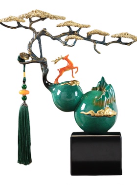 玄关桌面装饰葫芦铜摆件