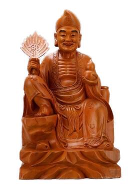 香樟木手工雕刻降龙罗汉济公活佛