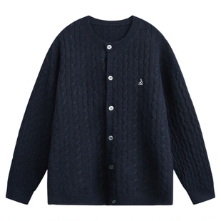 WASSUP【提花肌理感】美式复古简约休闲针织衫男女款慵懒风外套秋