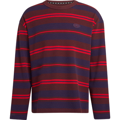 Adidas/阿迪达斯正品三叶草男士休闲条纹运动宽松长袖T恤KS6847