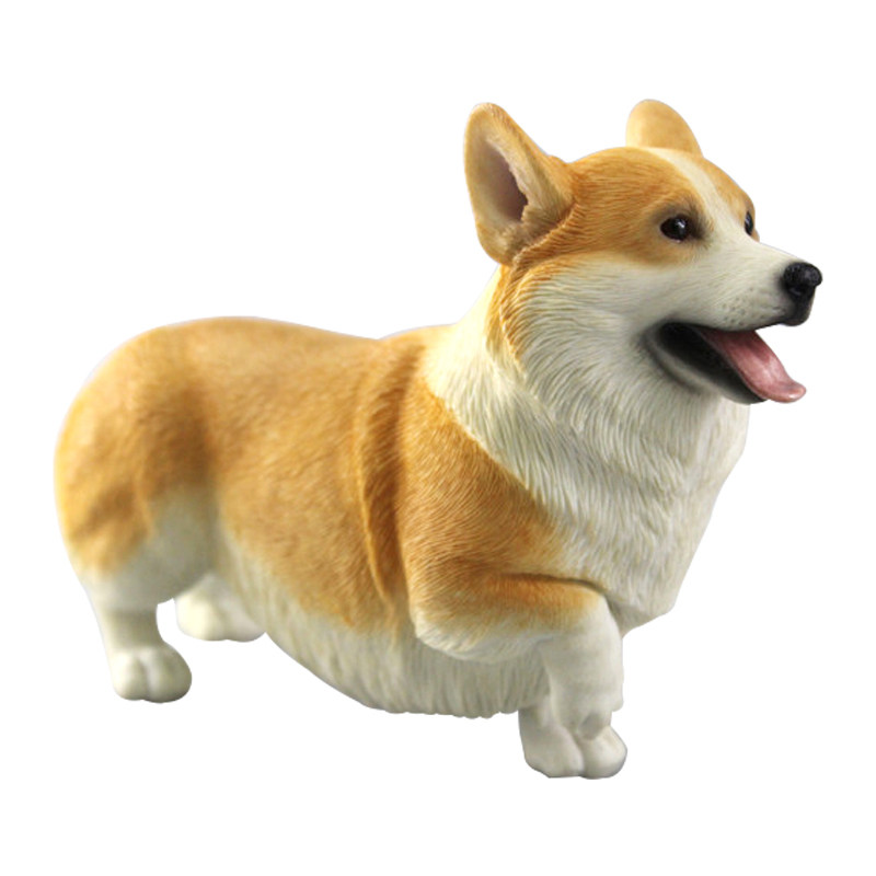 Xmmos柯基犬摆件可爱狗狗家居小饰品仿真动物桌面手办树脂模型