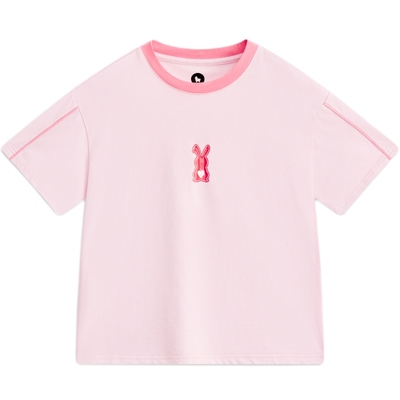 MQD女童冰氧吧凉感短袖T恤夏季儿童粉色凉感女孩短袖