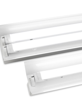 日光灯座光管支架座灯架t8灯管双管荧光底座LED1.2米全套40w30W20W带罩车库教室办公吸顶带罩照明灯插座挂壁