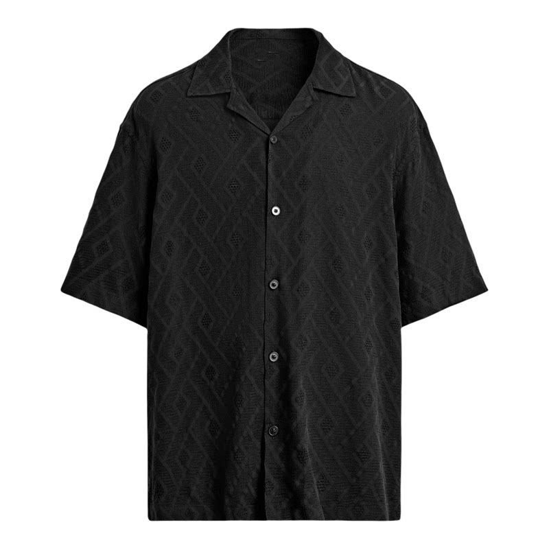 柜329！ZA26夏季新品男装 宽松几何图案提花短袖衬衫 1450400 800
