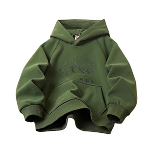 男童连帽卫衣2026春秋装新款儿童洋气刺绣柔软针织大童休闲上衣潮