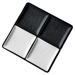 米立风物黑白四方盘子家用2026新款高级感轻奢茶点盘高档陶瓷餐具