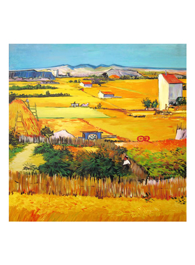 可班手绘油画梵高麦田方形装饰画
