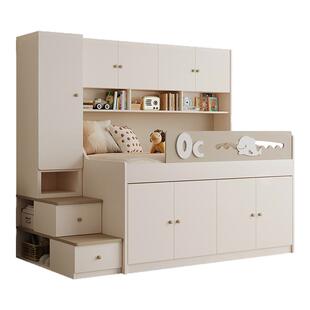 半高床衣柜一体小户型儿童房床1米5小孩床带护栏单人床实木儿童床